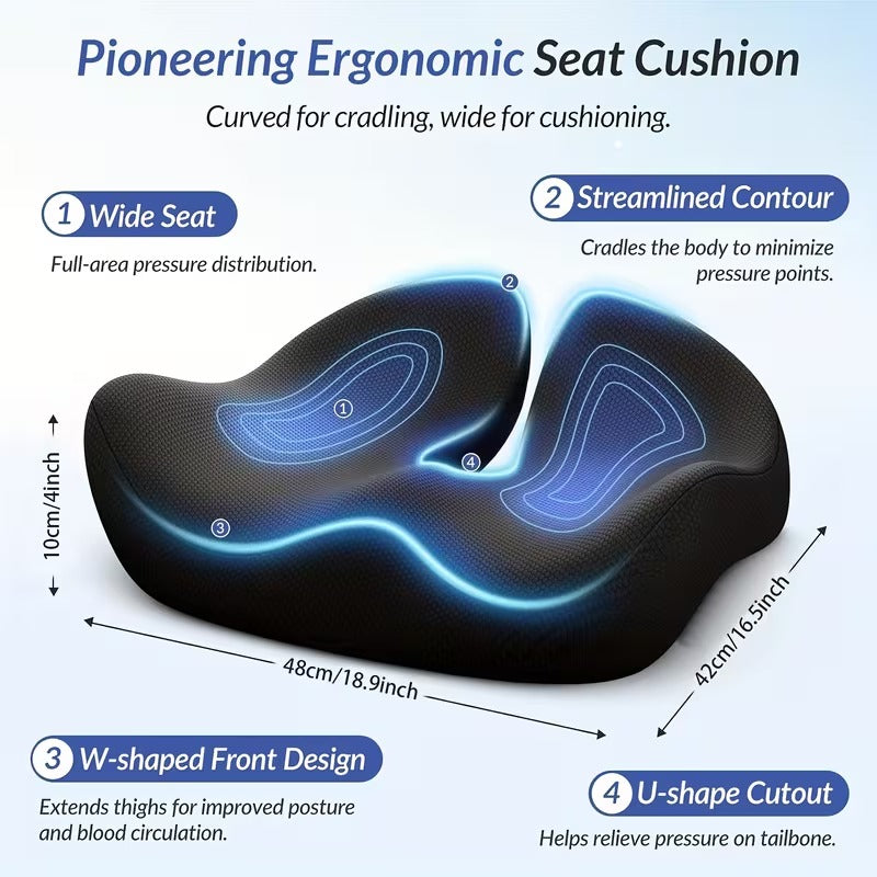 Ergonomic Memory Foam Seat Cushion — وسادة مقعد مريحة من الإسفنج الذكي