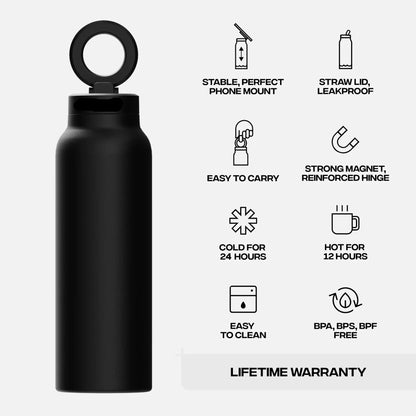 Insulated Bottle Phone Holder — زجاجة معزولة وحامل هاتف
